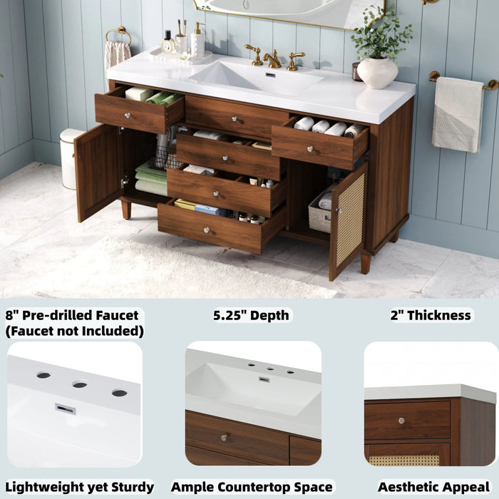 Bathroom Vanity With Sink, 5 Legs, Soft Close Drawers