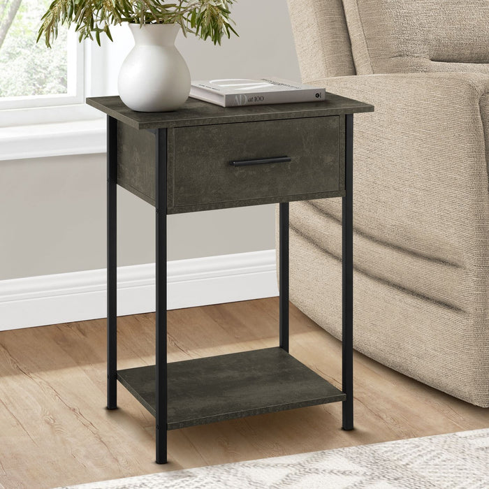 Contemporary 2 Tier Accent Table With Storage Drawer
