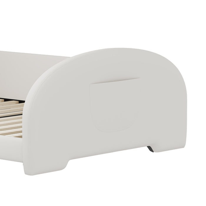 Upholstered Rabbit-Shape Princess Bed With Headboard And Footboard