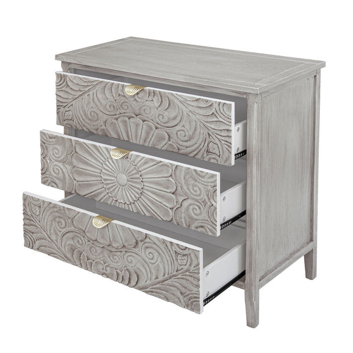 3 Drawer Cabinet, American Furniture, Suitable For Bedroom, Living Room - Light Gray