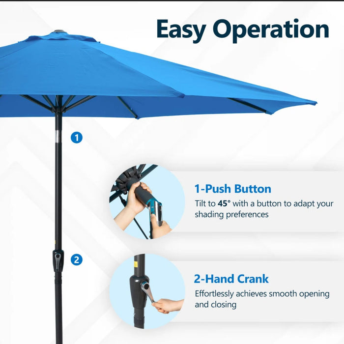 Patio Umbrella With Crank Lift And Tilt, UV-Resistant Canopy Patio Umbrella With Crank Lift And Tilt, UV-Resistant Canopy