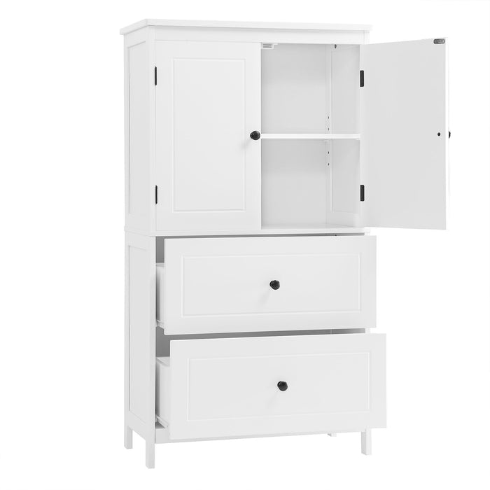 Bathroom Storage Cabinet With 2 Doors And Drawers, Adjustable Shelf