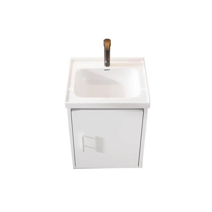 20" Floating Bathroom Vanity Combo With Wall Cabinet, Ceramic Sink & Soft Close Doors - White