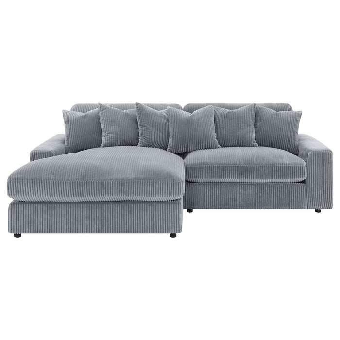 Marcus - Fog Track Arms Reversible Sectional With Pillows - Fog