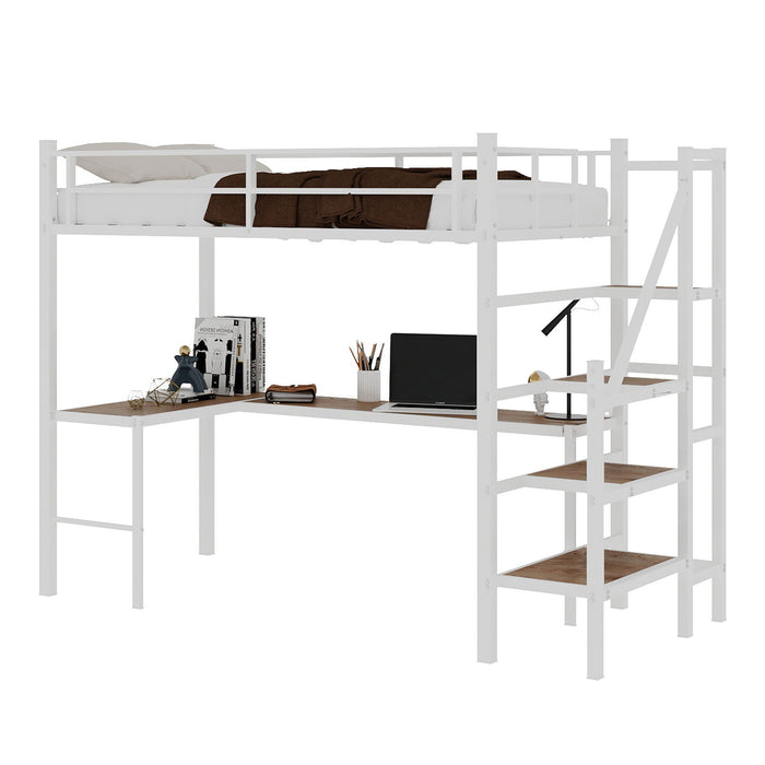 Loft Bed With L-Shaped Desk, Large Storage Space