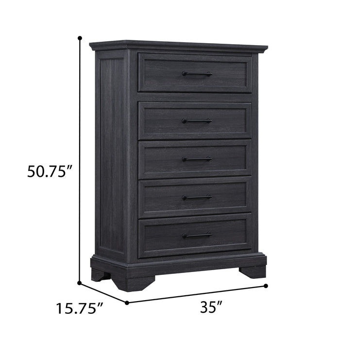 Colville - 5-Drawer Chest With Black Metal Hardware - Charcoal