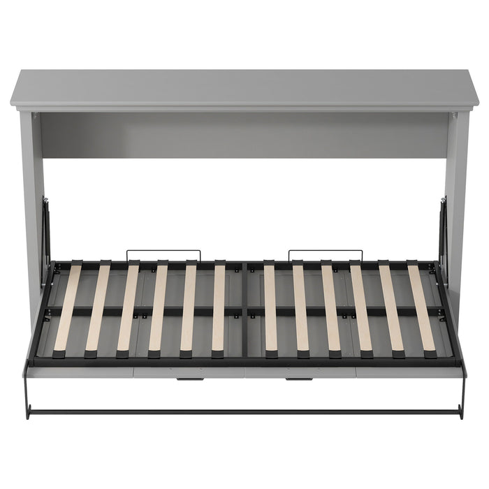 Twin Size Murphy Bed With Cabinet Storage - Gray
