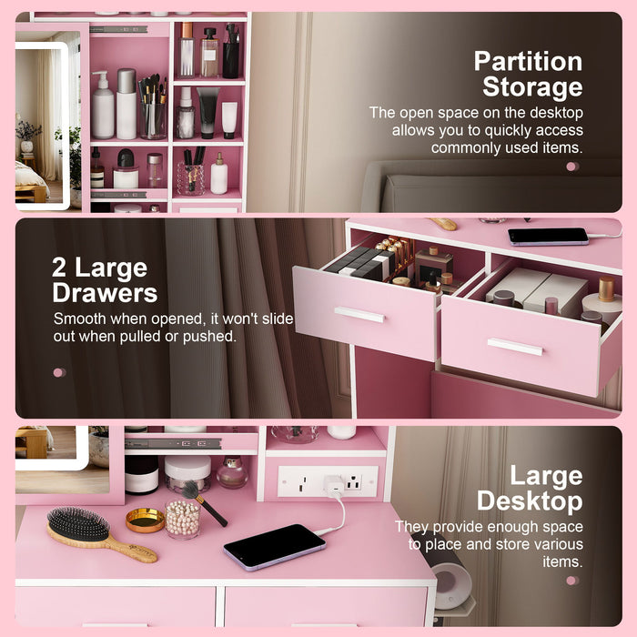 Small Makeup Vanity Desk With Adjustable LED Lights