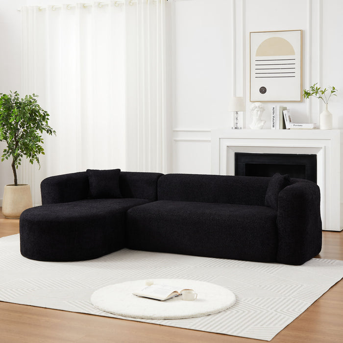 L - Shape Boneless Cloud Couch With 2 Throw Pillows For Living Room