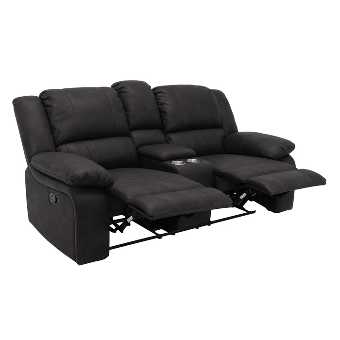 Reclining Console Loveseat - Black - Fabric