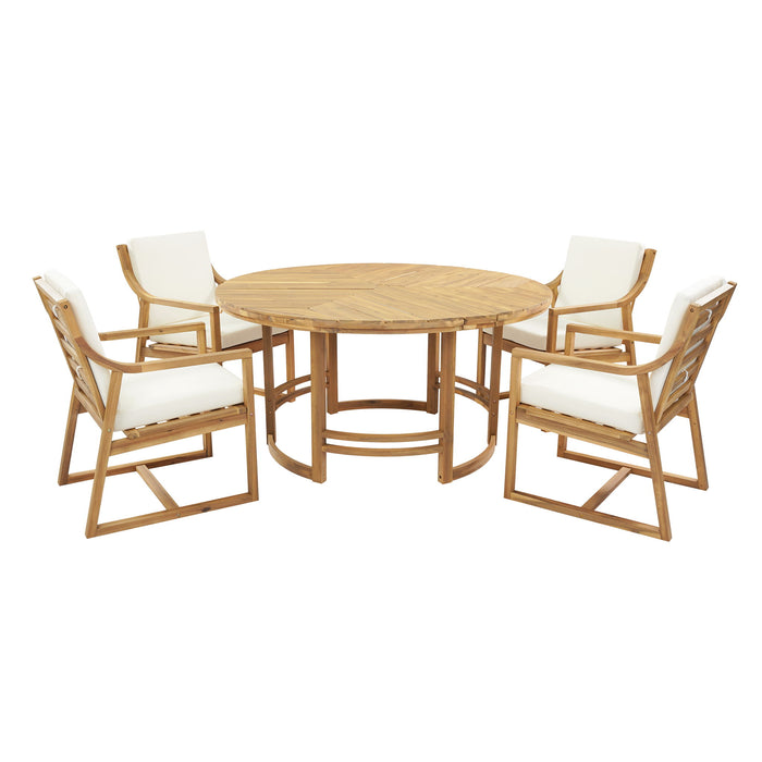 5 Piece Outdoor Dining Set, Patio Table And Chairs With Umbrella Hole