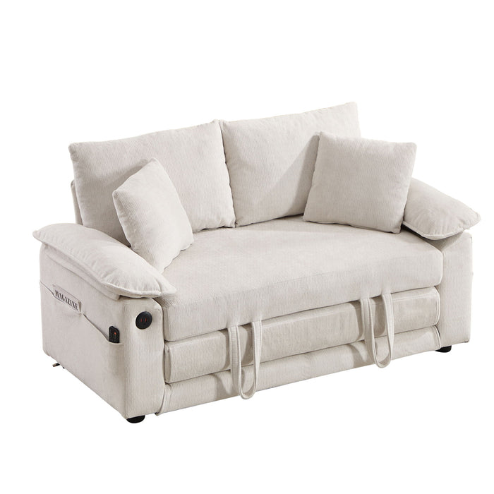 Upholstered Futon Convertible Floor Sofa Bed