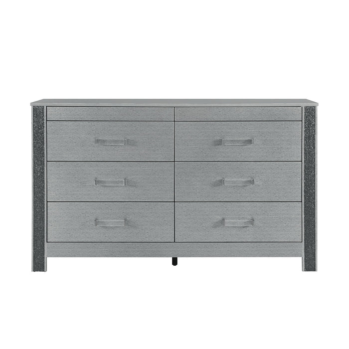 Lorenzo - Dresser With Hidden Jewelry Compartment And Bar Handles In - Silver