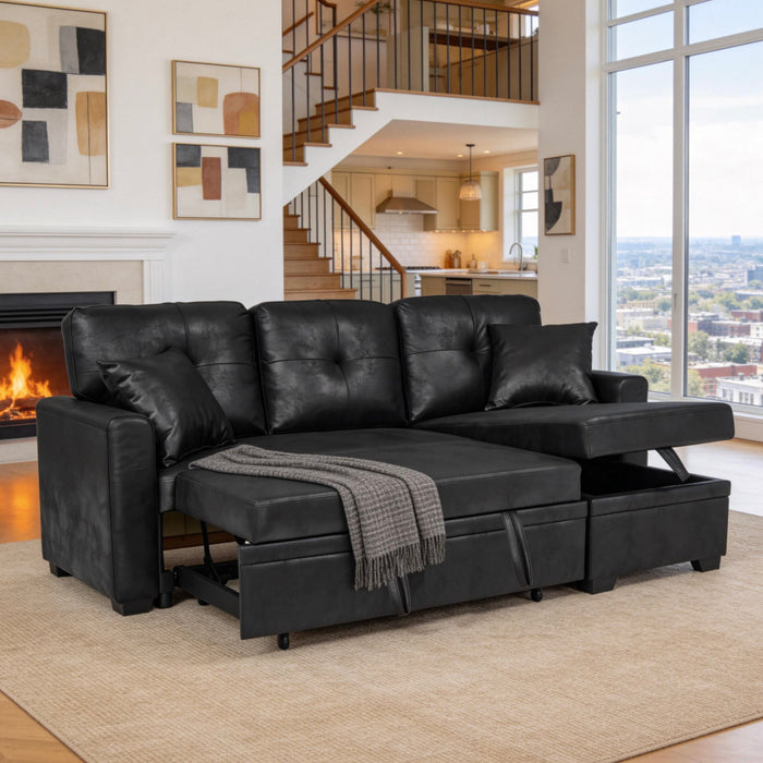Sectional Sofa With Pull Out Bed, Reversible Chaise
