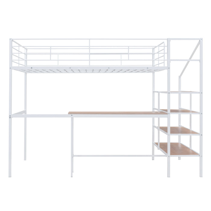 Loft Bed With Desk And Lateral Storage Ladder