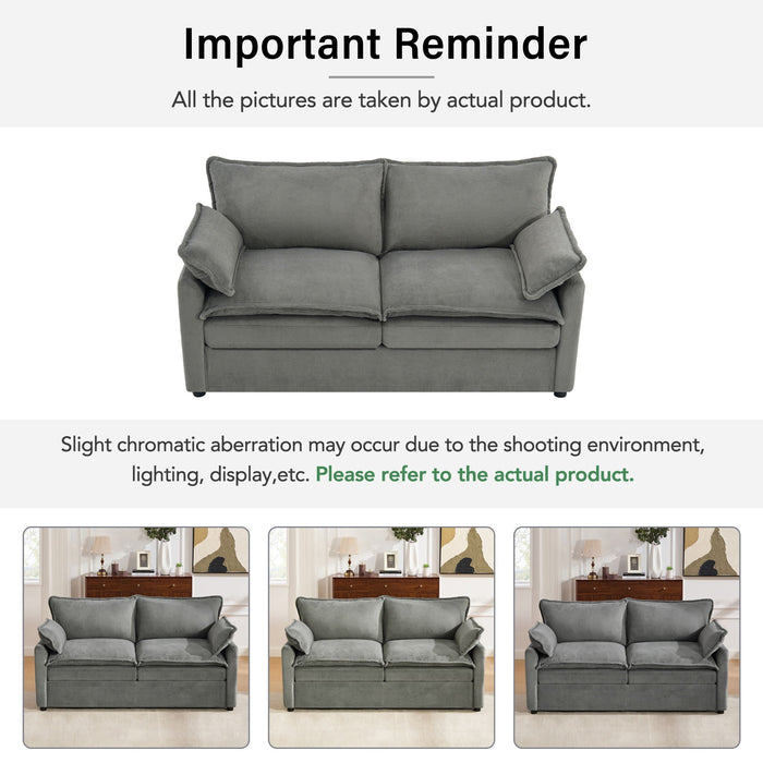 Modern Loveseat Sofa, Upholstered Couch With Side Storage Pockets