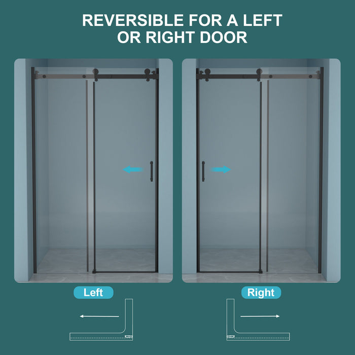 Modern Single Slide Shower Door, Tempered Glass, Stainless Steel Frame