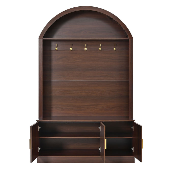 Arched Top Hall Tree With 5 Hooks
