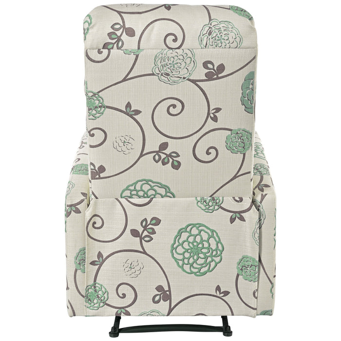 Modern Manual Recliner, Home Theater Chair With Adjustable Backrest For Living Room - Beige / Blue