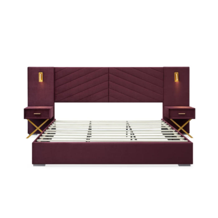 Comfortable Upholstered Bed With Vertical Channel Tufted Wingback Headboard