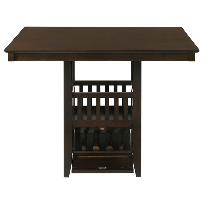 Finley - Square Counter Table With Storage Pedestal Dining Table - Espresso