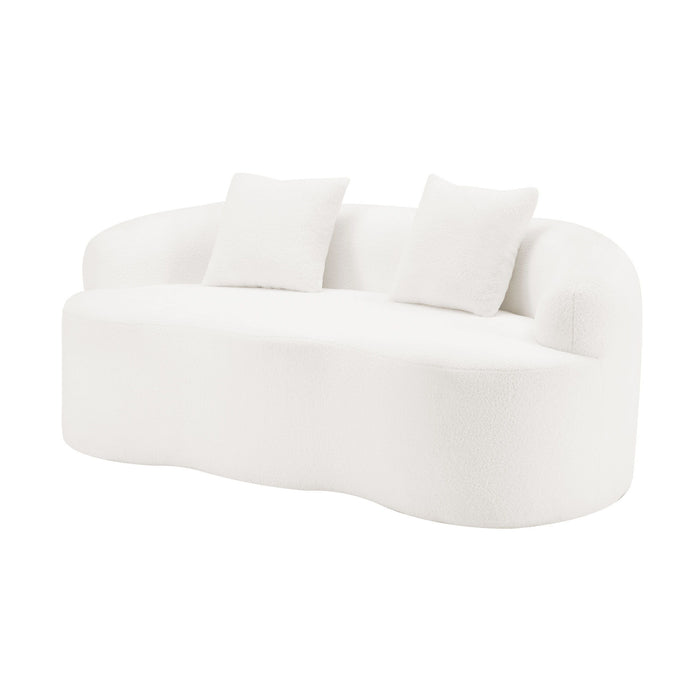 Curved Loveseat Sofa With Round Armrest
