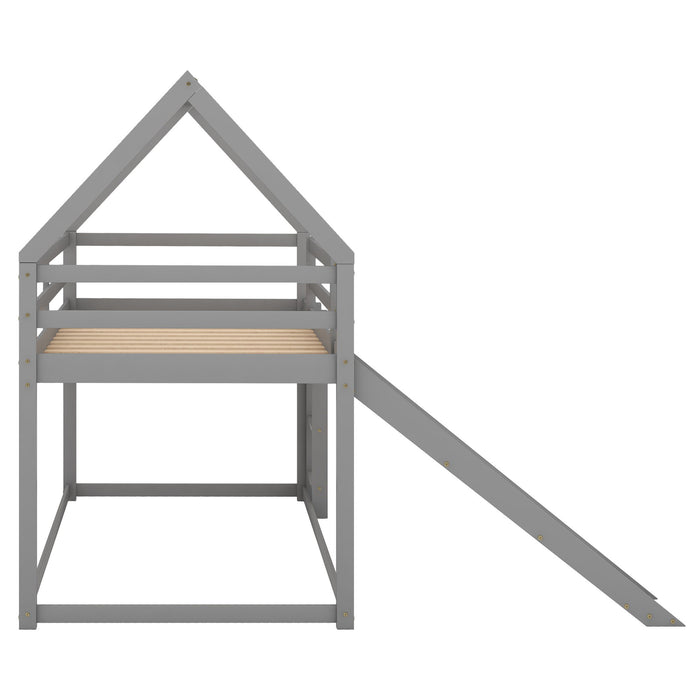 House Shape Bunk Bed With Slide And Ladder