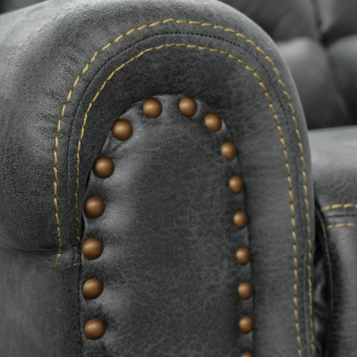 Reclining Sofa - Gray - Faux Leather