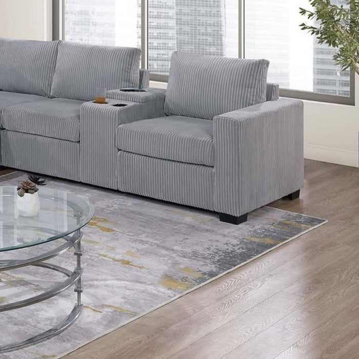 Modern Style L-Shape Sectional Set, USB Ports, Cup Holder