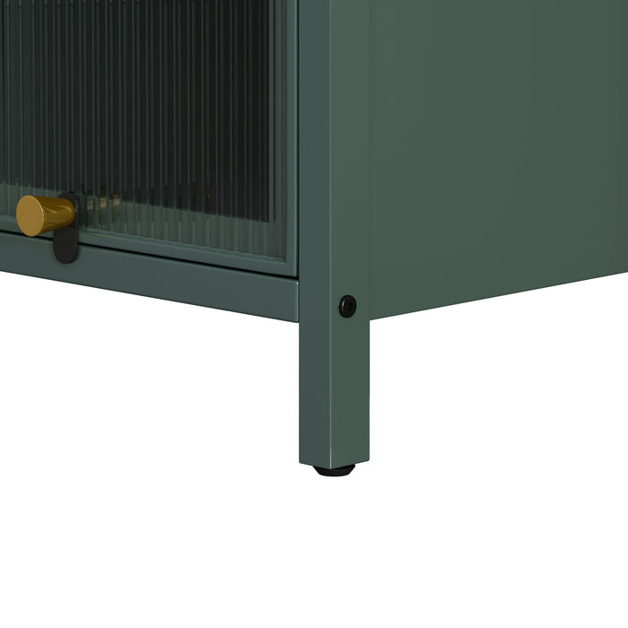 Glass Door Cabinet With Tier Storage