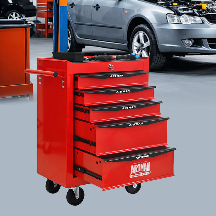 Rolling Metal Tool Chest With Drawers, Steel Storage Cabinet With Ball Bearing Slides