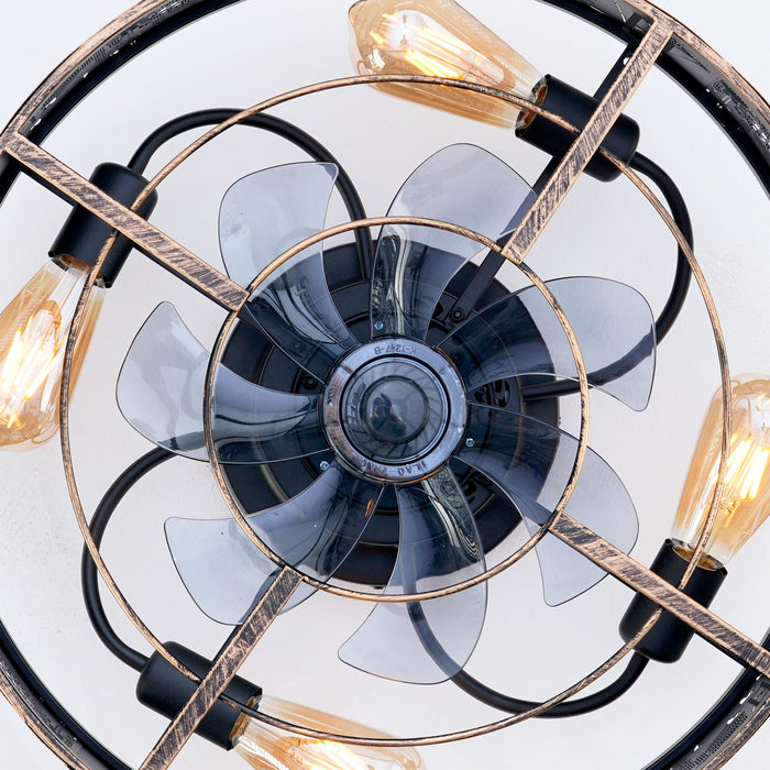 20" Iron Art Ceiling Fans With Remote, Flush Mount Ceiling Fan With 6 Speeds Reversible Motor, Not Included Bulbs - Blush / Gold / Bronze