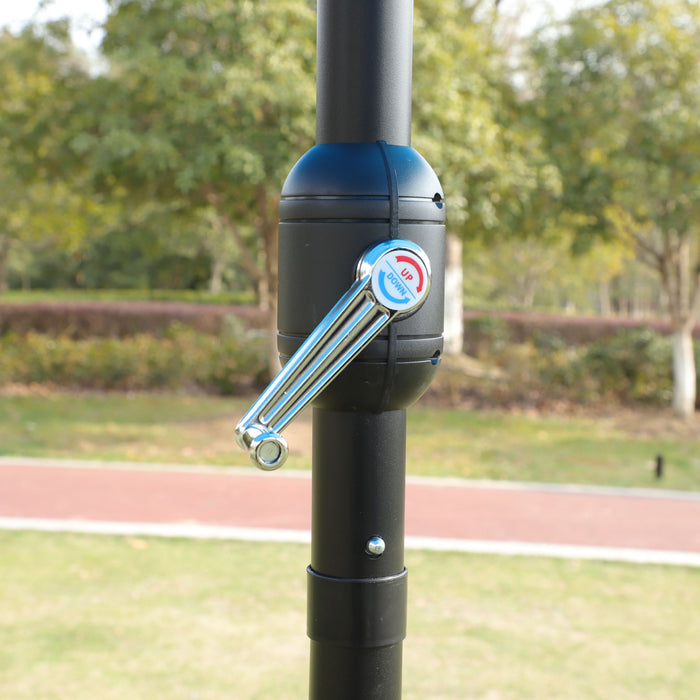 Double- Sided Outdoor Market Umbrella With Lights And Base