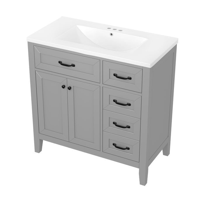 Modern Bathroom Vanity With Sink, Freestanding Design With Drawers And Doors