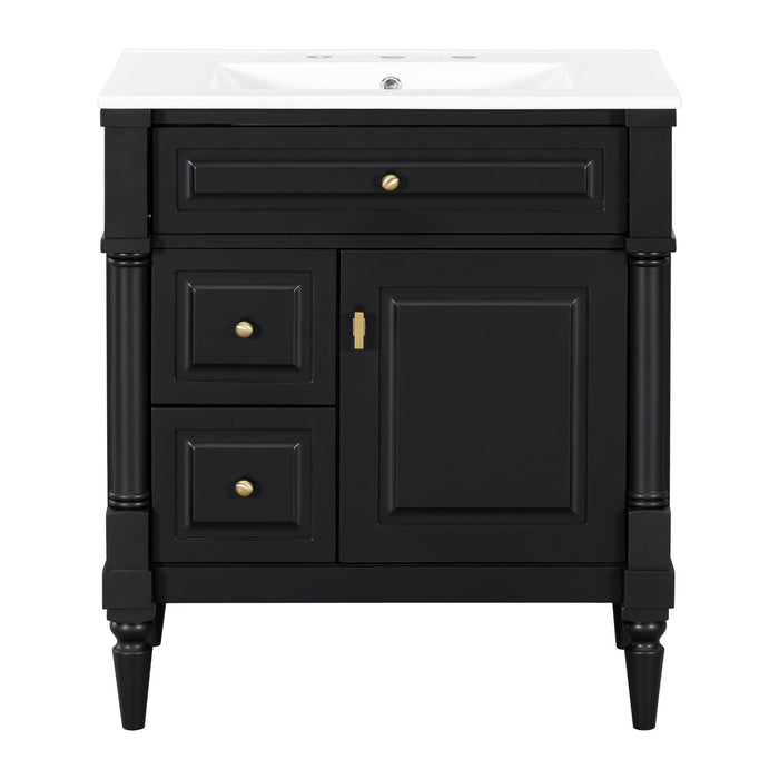 Modern Bathroom Vanity With Sink, Freestanding Cabinet With Flip Drawer & Adjustable Shelf