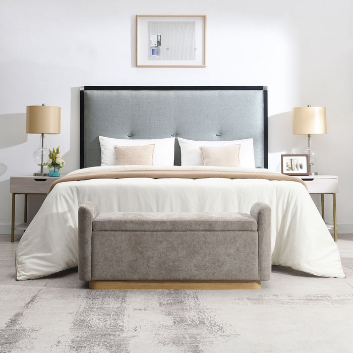 Upholstered Storage Bench With Safety Hinge