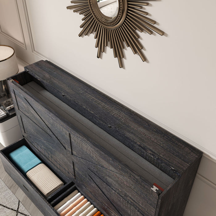 Murphy Bed With Storage Drawers And Charging Cabinet, Foldable Panels, Swivel Wheels