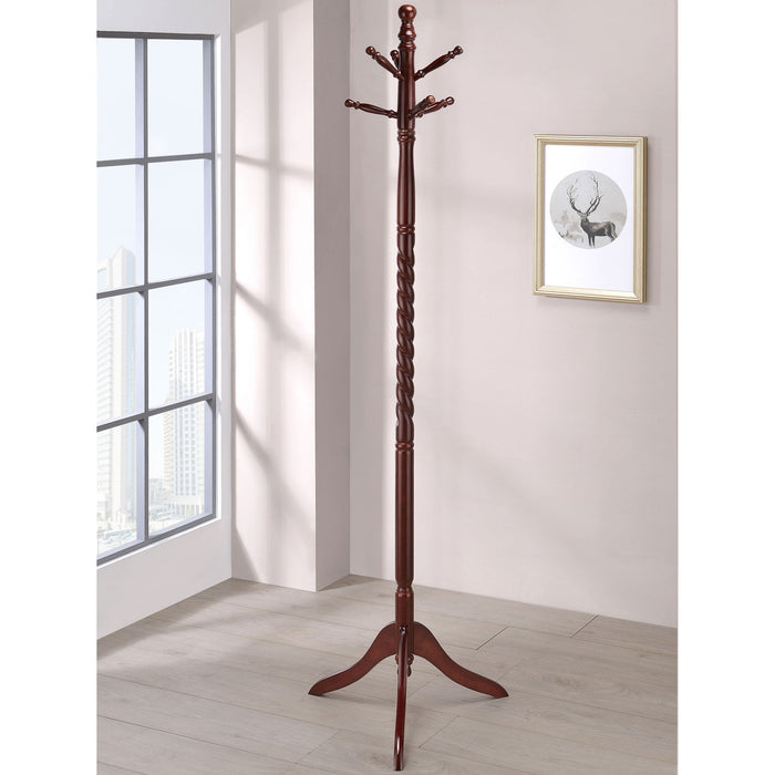 Coat Rack With Post Traditional Entryway Organizer With 6 Hooks - Brown