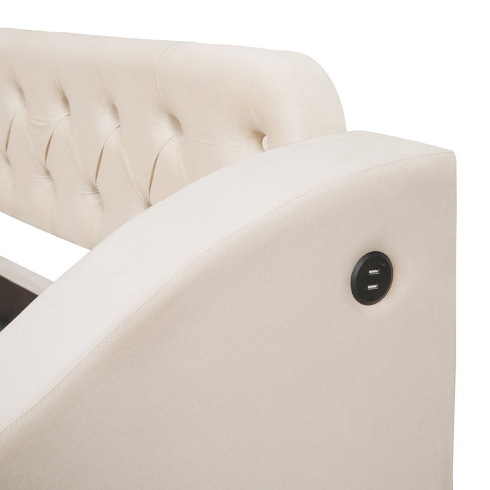 Upholstered Daybed With Storage Armrests And USB Port