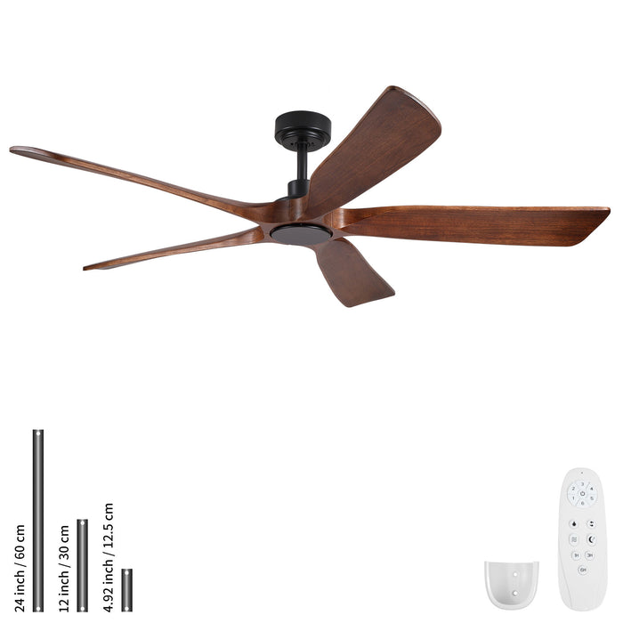 Ceiling Fan With Light And Remote Control, Noiseless, 6 Speeds Reversible, Quiet DC - Matte Black