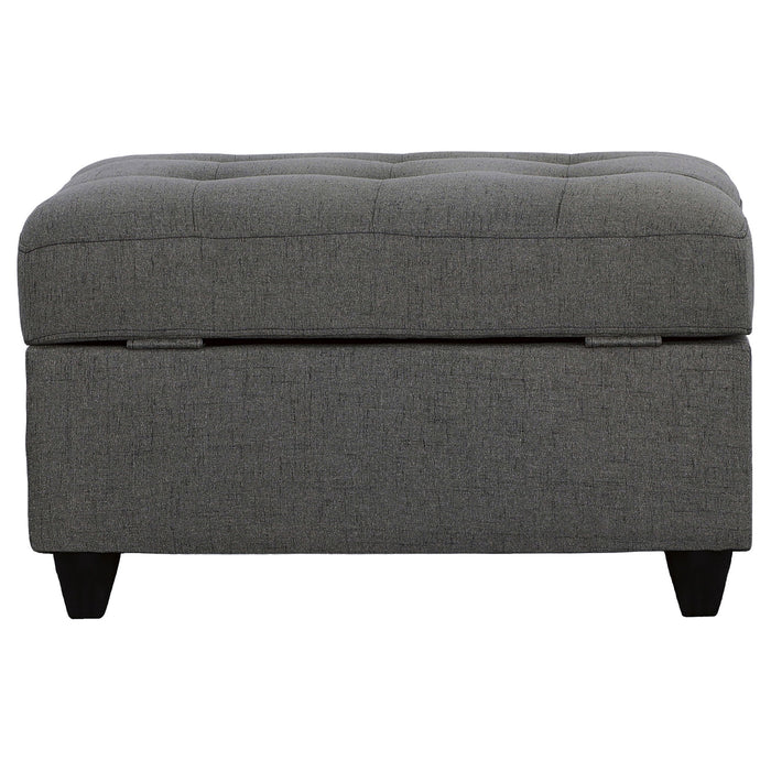 Storage Ottoman With Tufted Design - Gray
