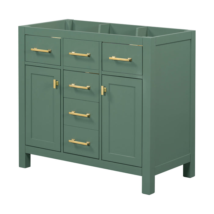 Freestanding Bathroom Vanity With 4 Drawers & 2 Cabinets - Green