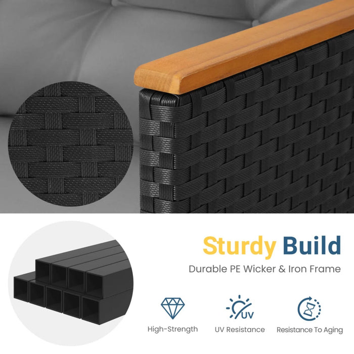 L-Shaped Patio Set With Cushions And Storage Table