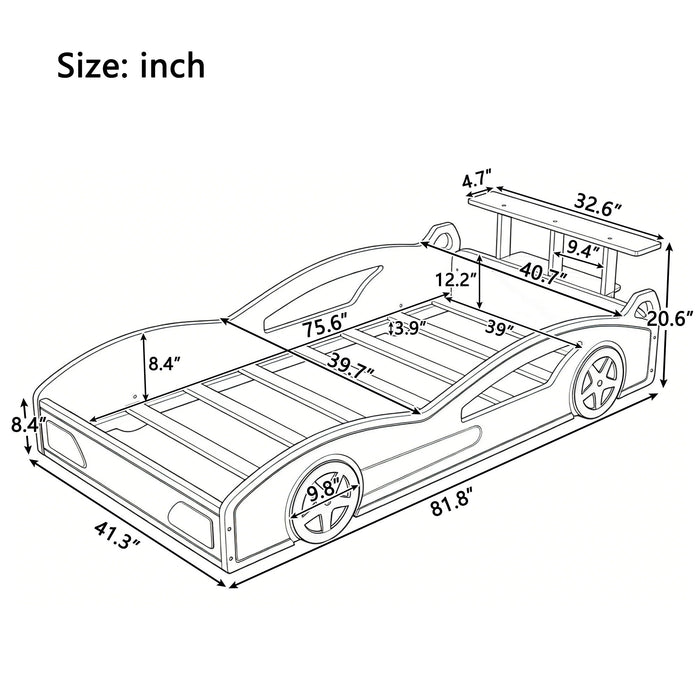 Race Car Platform Bed & Wheels