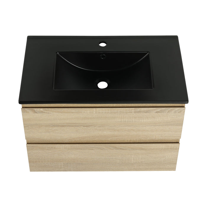 Wall Mounted Bathroom Vanity With Sink, 2 Soft Close Drawers