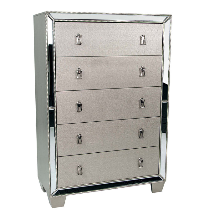5 Drawer Chest Bedroom Furniture - Silver