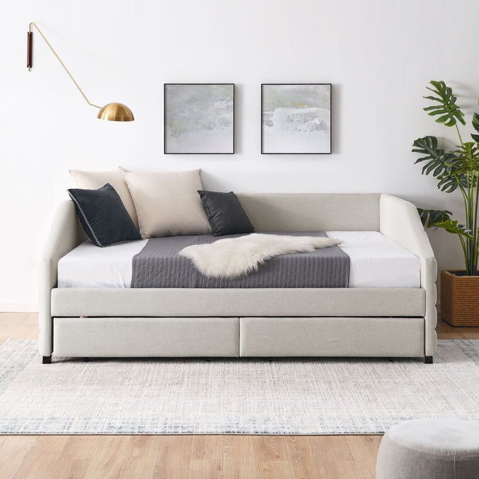 Elegant Daybed With Trundle Upholstered Tufted Sofa Bed