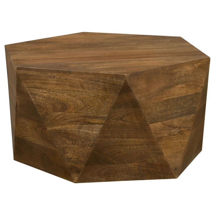 Athena - Hexagonal Top Coffee Table Coffee Table With Geometric Design - Natural