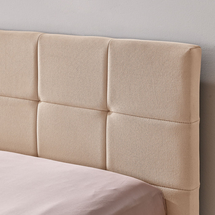Mid-Century Storage Upholstered Tufted Bed Frame With Backrest And Armrests