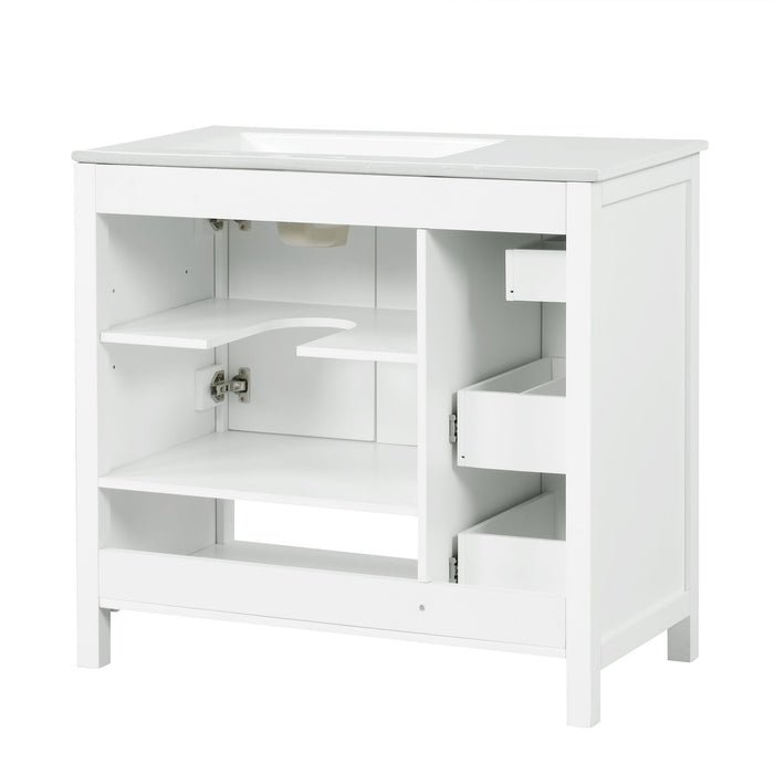 Bathroom Vanity With Sink Top, Bathroom Vanity Cabinet With 2 Doors And 2 Drawers, Open Shelf